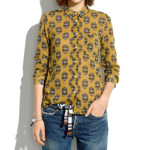 MADEWELL Floral Woodcut Boyshirt Button Up Shirt